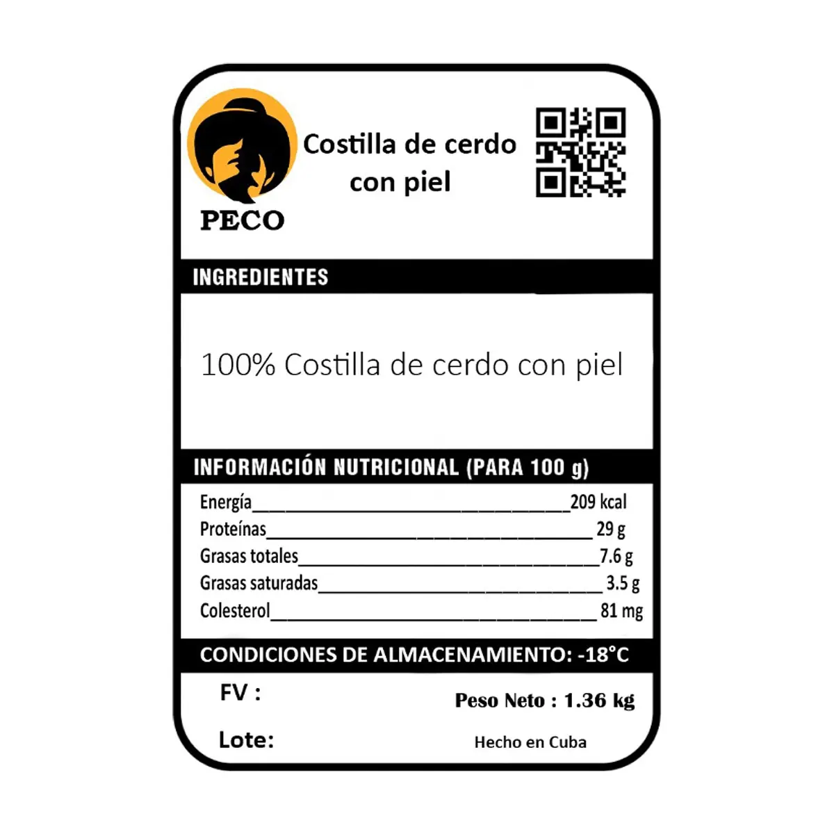 Costilla de cerdo con piel Peco (1.36 kg / 3 lb) - Miniatura 3