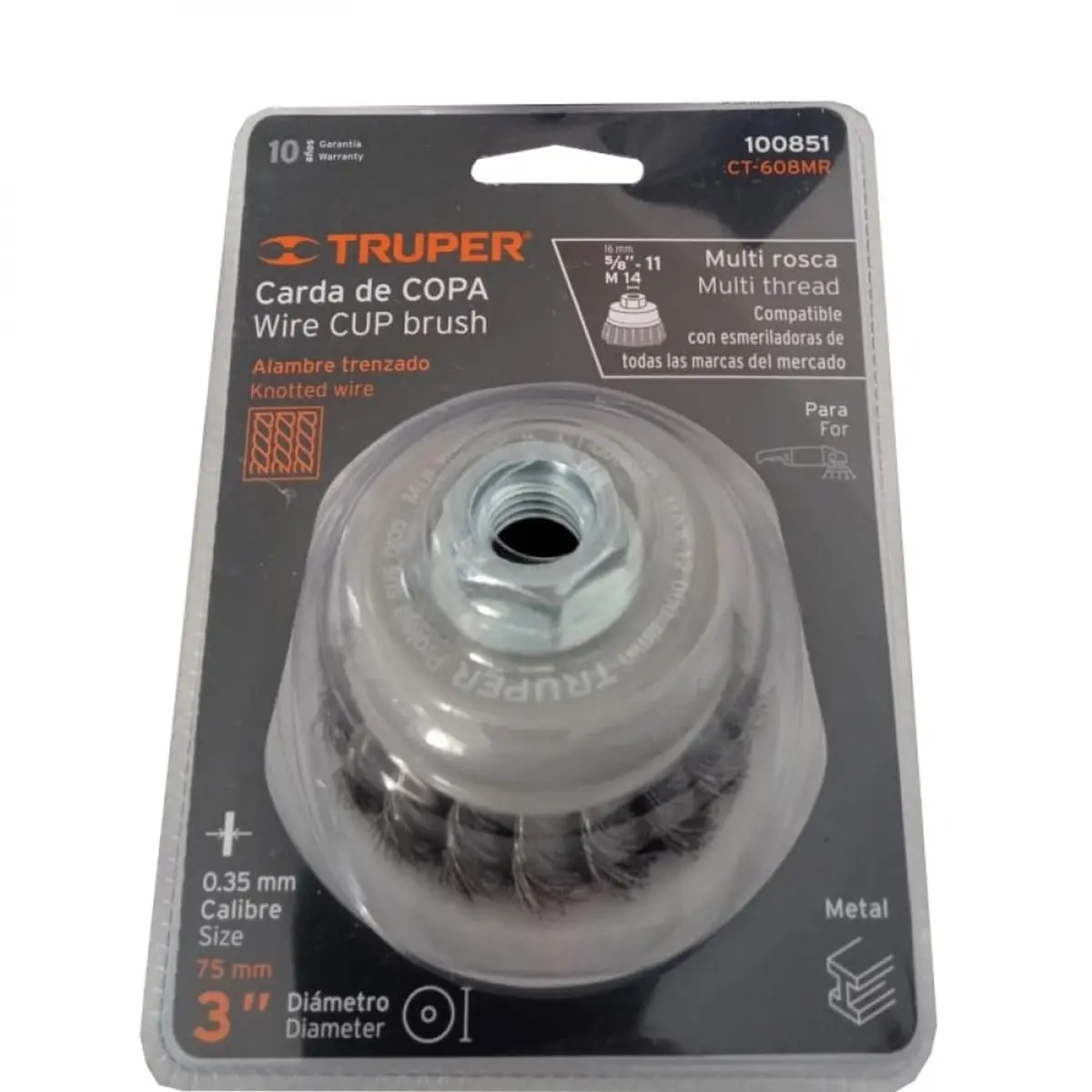 Cepillo de alambre para pulidora Truper 100851-CT-608MR - Thumbnail 4