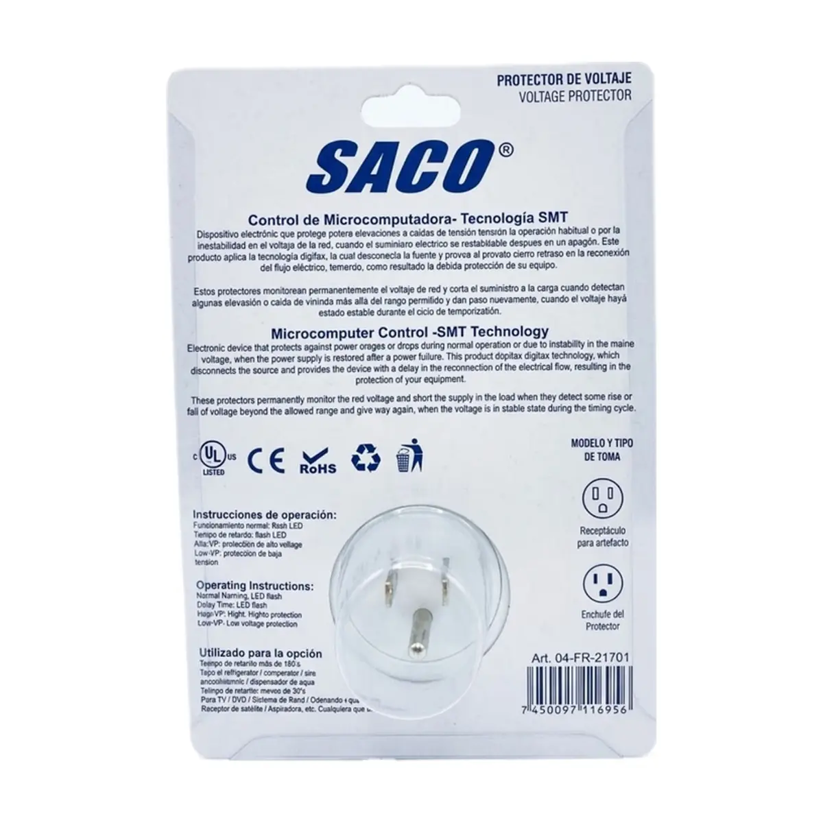 Protector de voltaje 15A / 1800W SACO - Miniatura 2