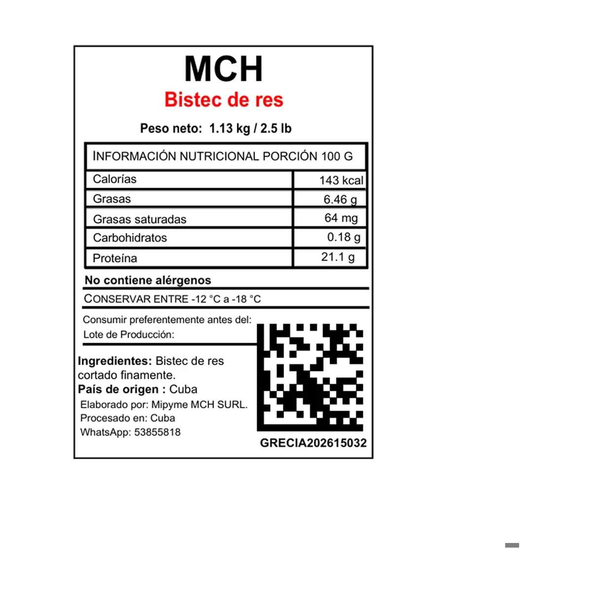 Bistec de res MCH (1.13 kg / 2.5 lb) - Thumbnail 2