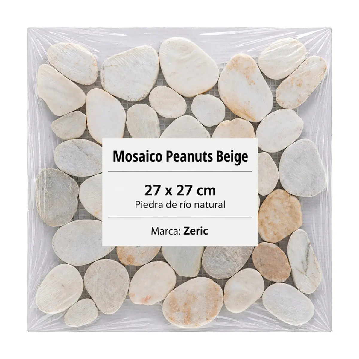 Caja de losas mosaico peanuts beige piedra de río natural 27 x 27 cm Zeric (10 U) - Thumbnail 2