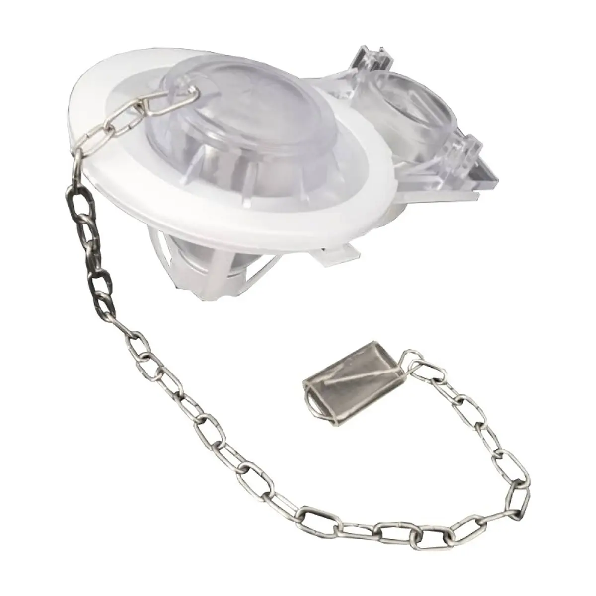 Sapo para inodoro de PVC transparente, cadena acero inoxidable Foset