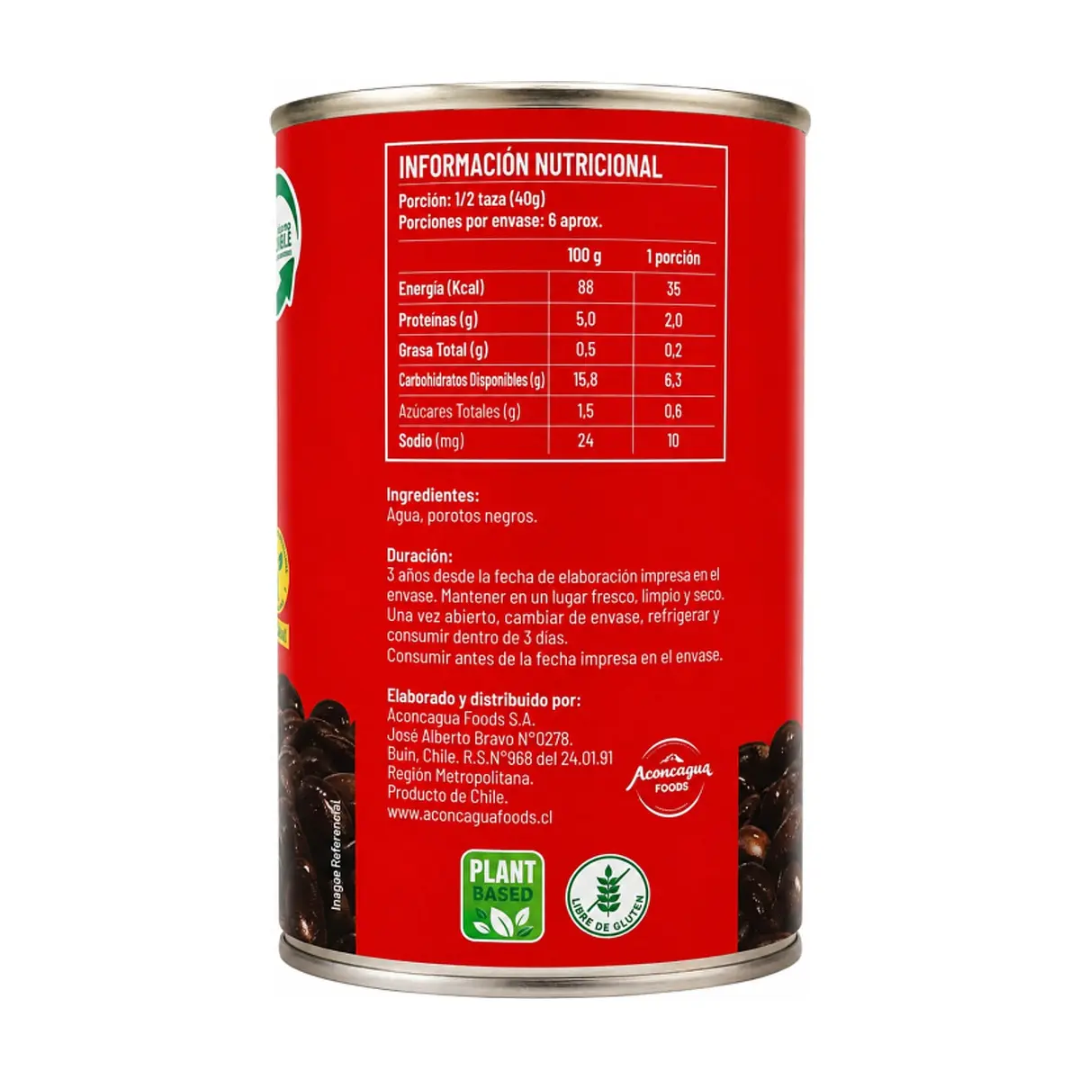 Porotos -frijoles- negros en agua Aconcagua (420 g / 14.81 oz) - Thumbnail 3