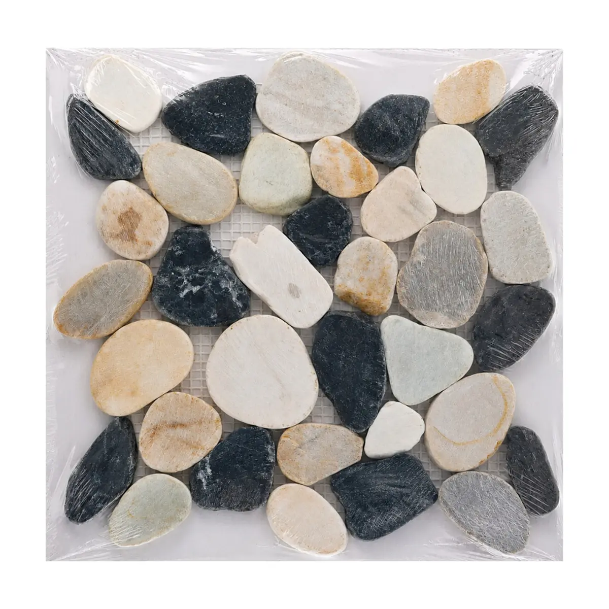 Caja de losas - Mosaico Spectra black piedra de río natural 27 x 27 cm Zeric (10 U)
