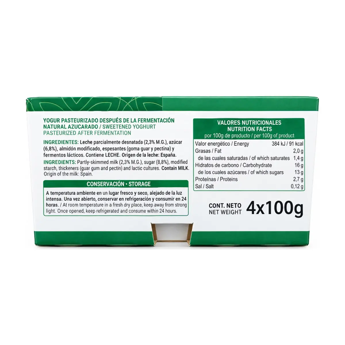 Yogurt pasteurizado sabor natural azucarado Vima Foods (4 x 100 g / 3.52 oz) - Miniatura 2
