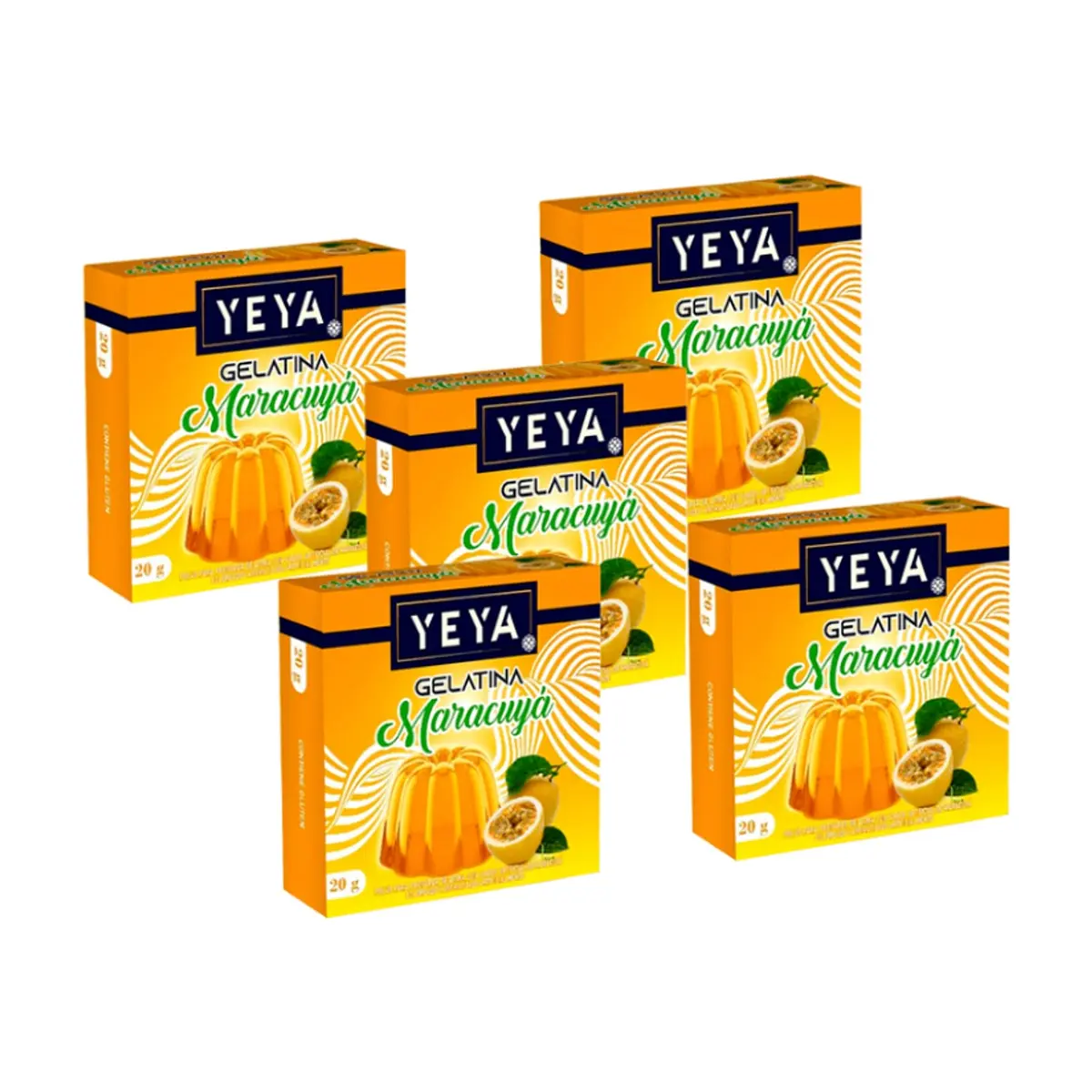 Gelatina sabor maracuyá YEYA (5 x 20 g)