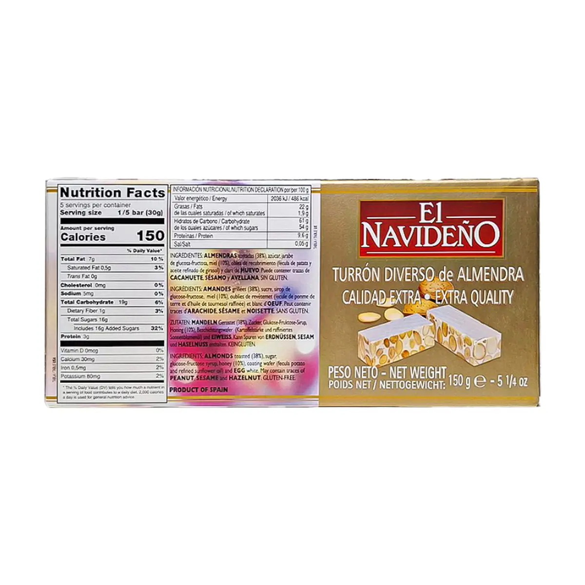 Turrón diverso de almendra -duro- El Navideño (150 g / 5.29 oz) - Miniatura 2