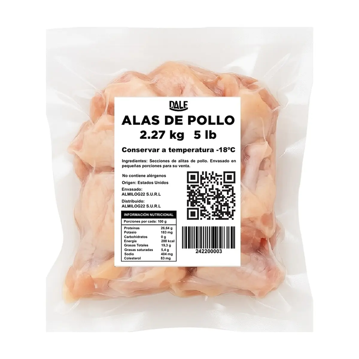 Alas crudas de pollo Dale (2.27 kg / 5 lb) - Thumbnail 2