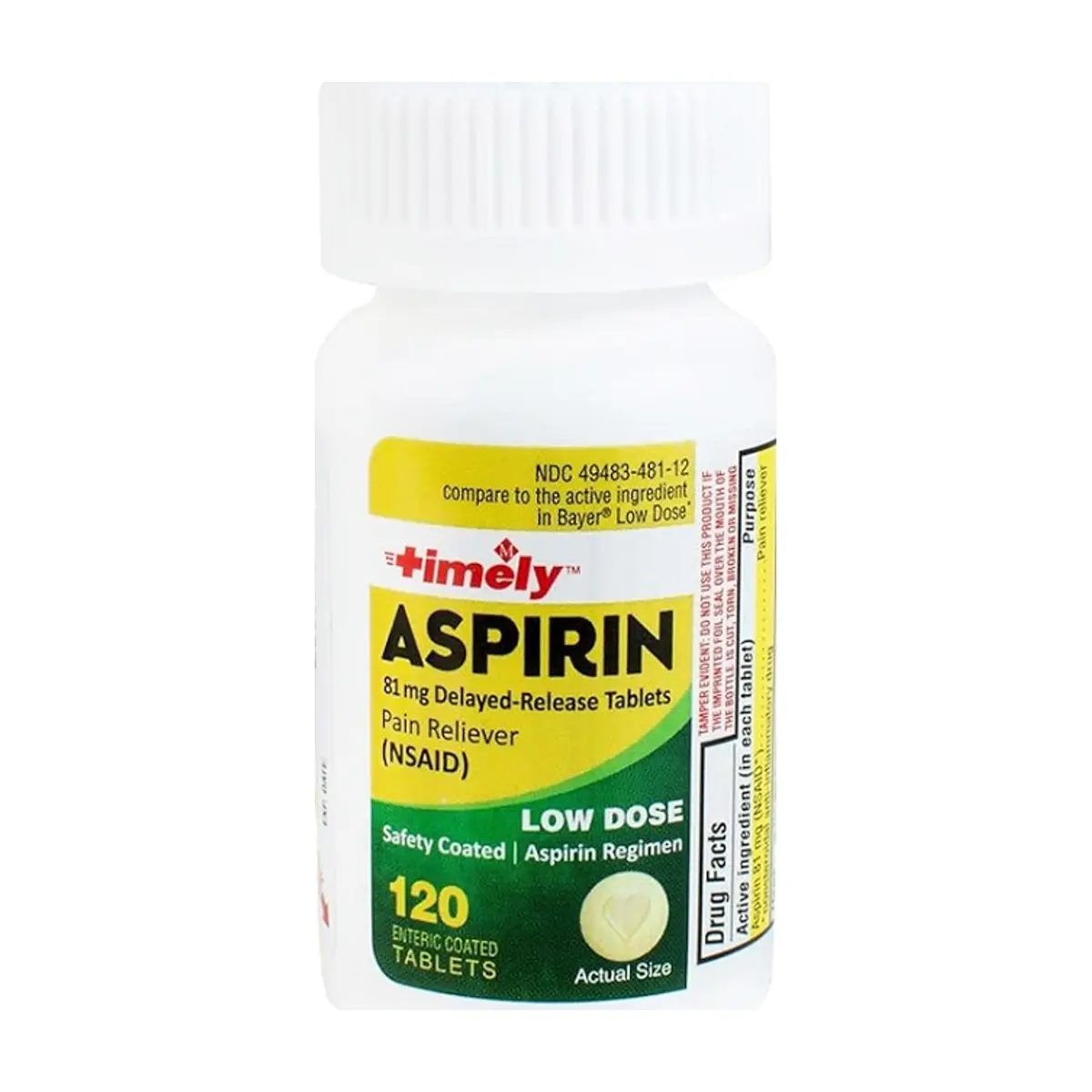 Aspirina. Ácido acetilsalicílico de liberación prolongada 81 mg Timely (120 tabletas) - Thumbnail 5