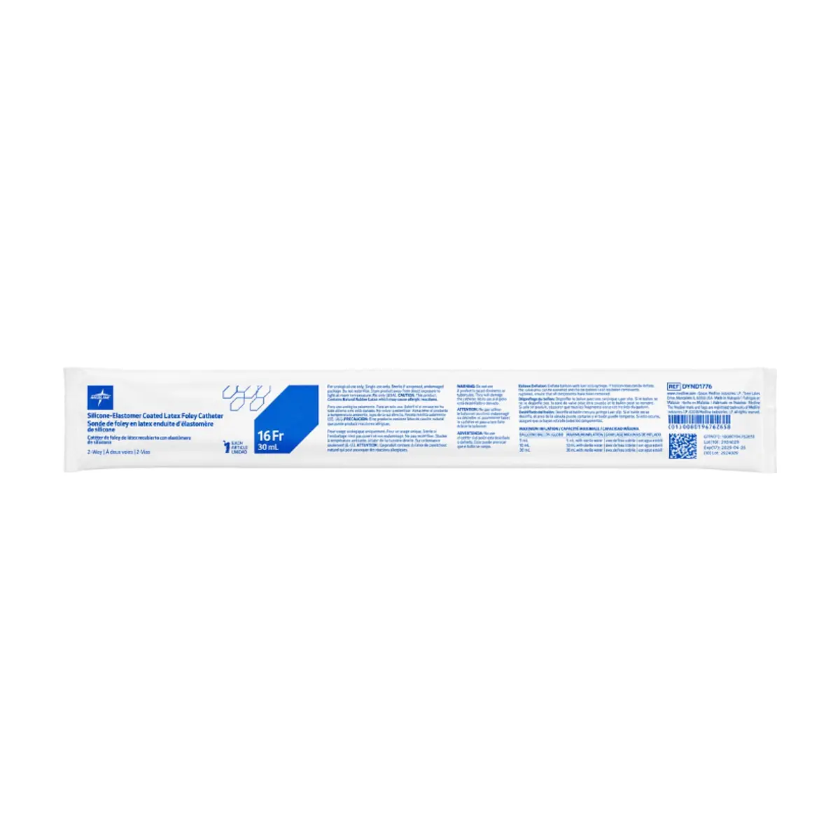 Catéter de Foley 2 vías de látex con recubrimiento elastomérico de silicona, calibre 16 Fr, balón 30 ml Medline - Thumbnail 2