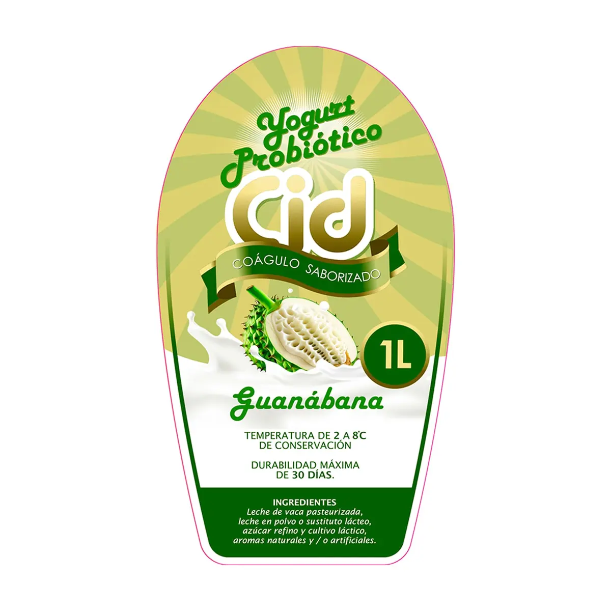 Yogurt probiótico de coágulo saborizado de guanábana Cid (1 L) - Miniatura 2