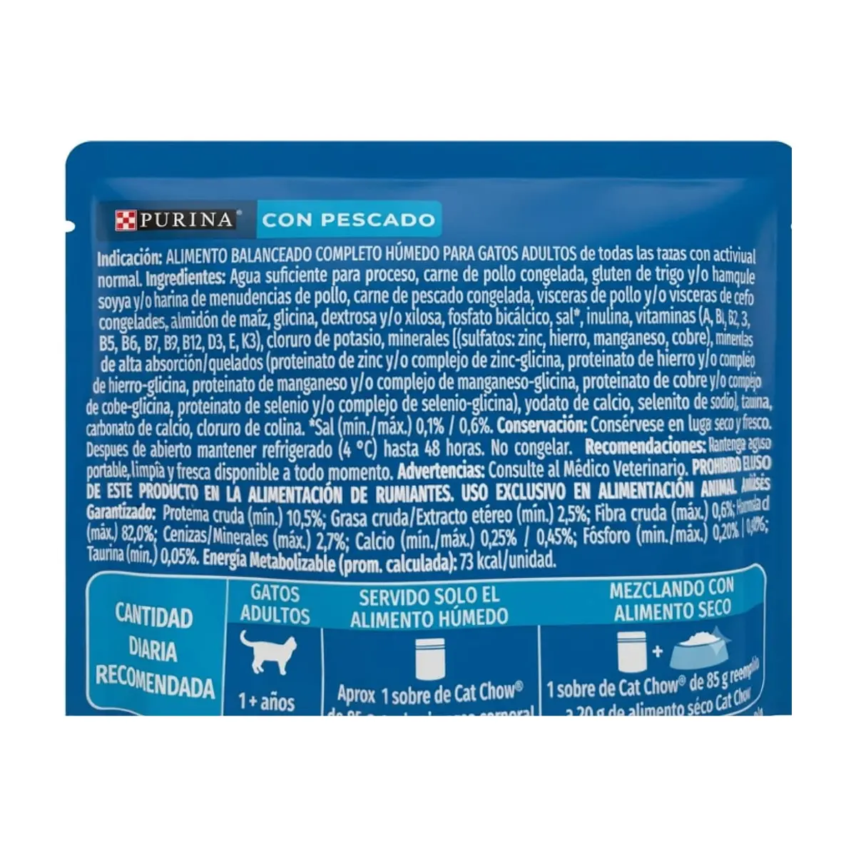 Alimento para gatos adultos con carne Cat Chow Purina (85 g / 3 oz) - Thumbnail 2
