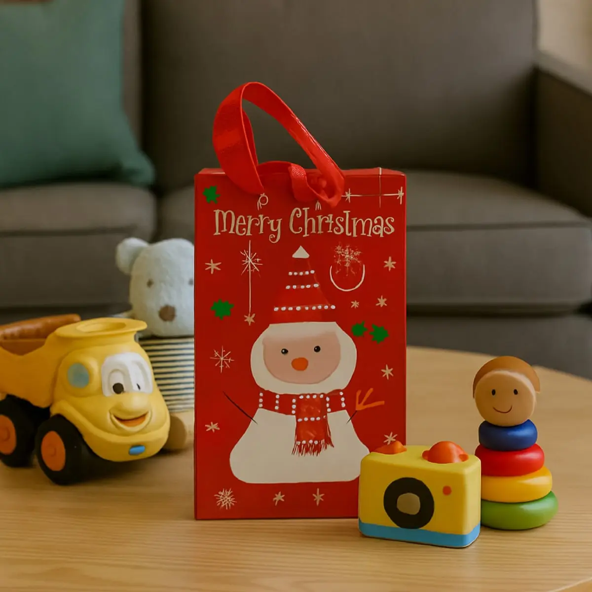 Bolsa de regalo con diseño de muñeco de nieve P53 18 cm x 8 cm x 21 cm - Miniatura 4