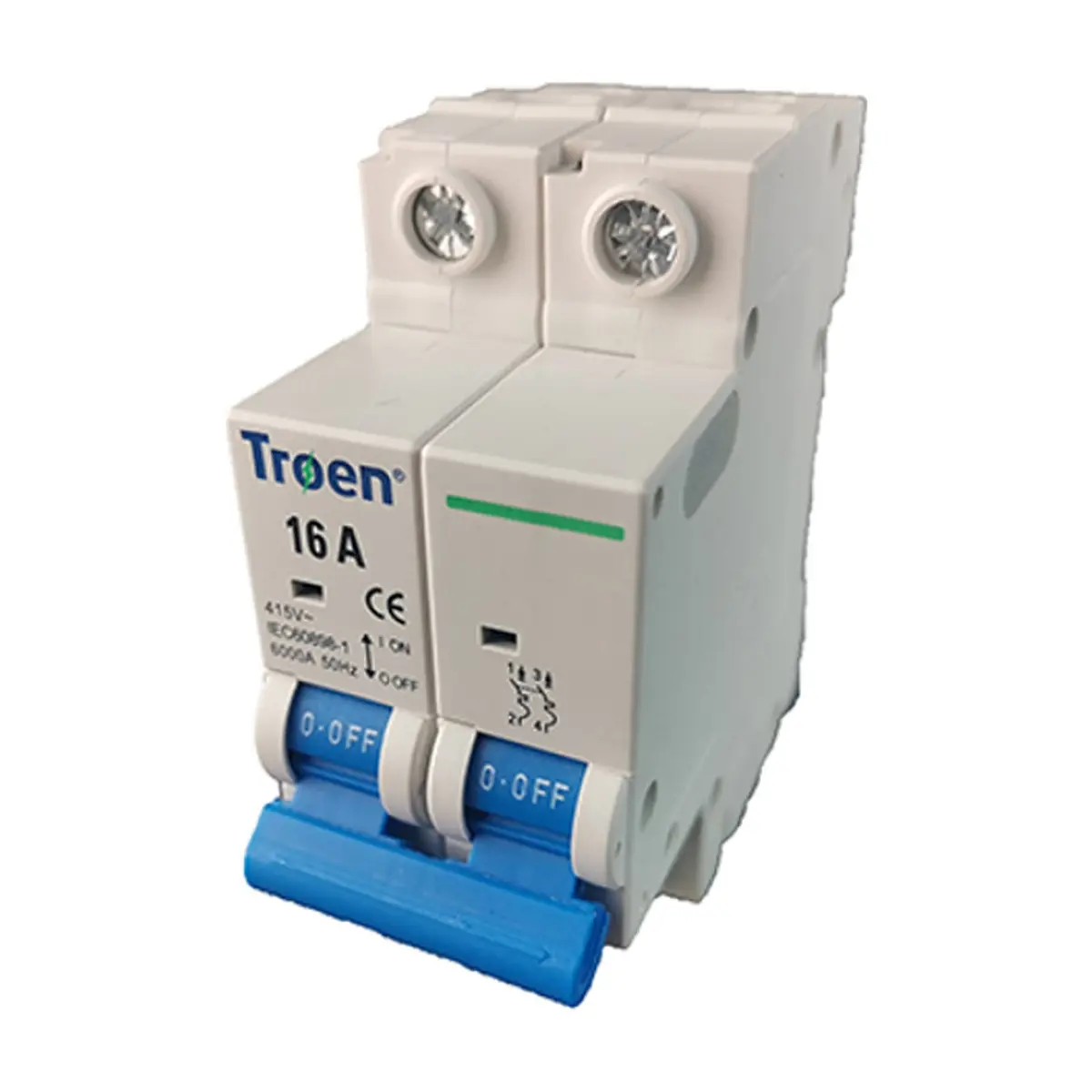 Interruptor termomagnético tipo europeo. Breaker de 16 A 2 polos Troen - Miniatura 3