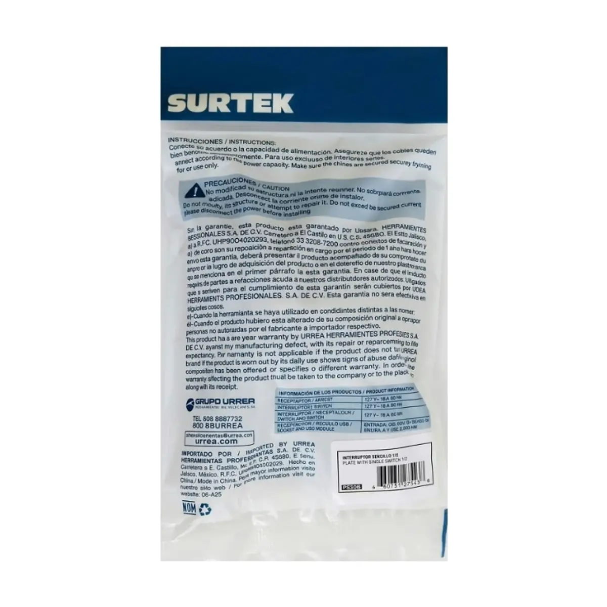 Receptáculo -interruptor- sencillo blanco Surtek P620B - Miniatura 2