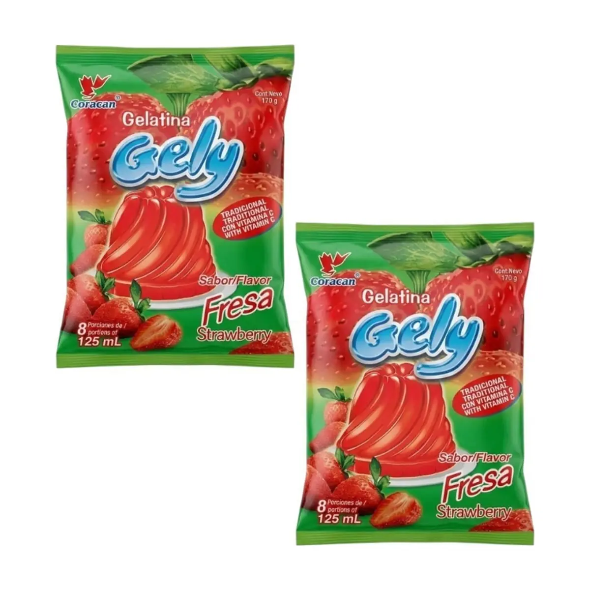 Gelatina sabor fresa Gely (2 x 170 g / 6 oz) - Imagen 1