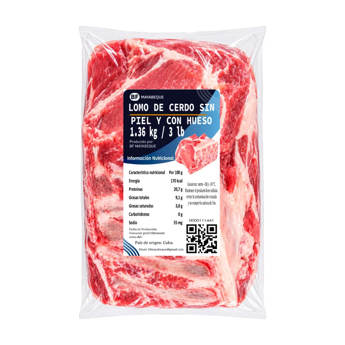 Lomo de cerdo sin piel y con hueso BF Mayabeque (1.36 kg / 3 lb)