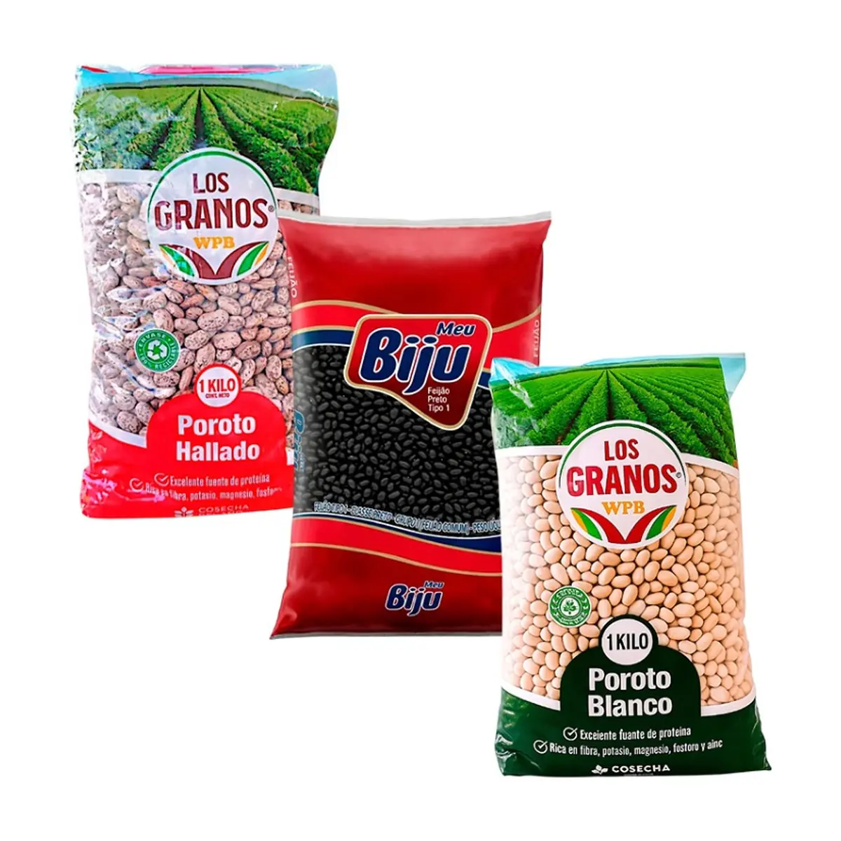Combo: Frijoles negros + Poroto blancos + Poroto hallado
