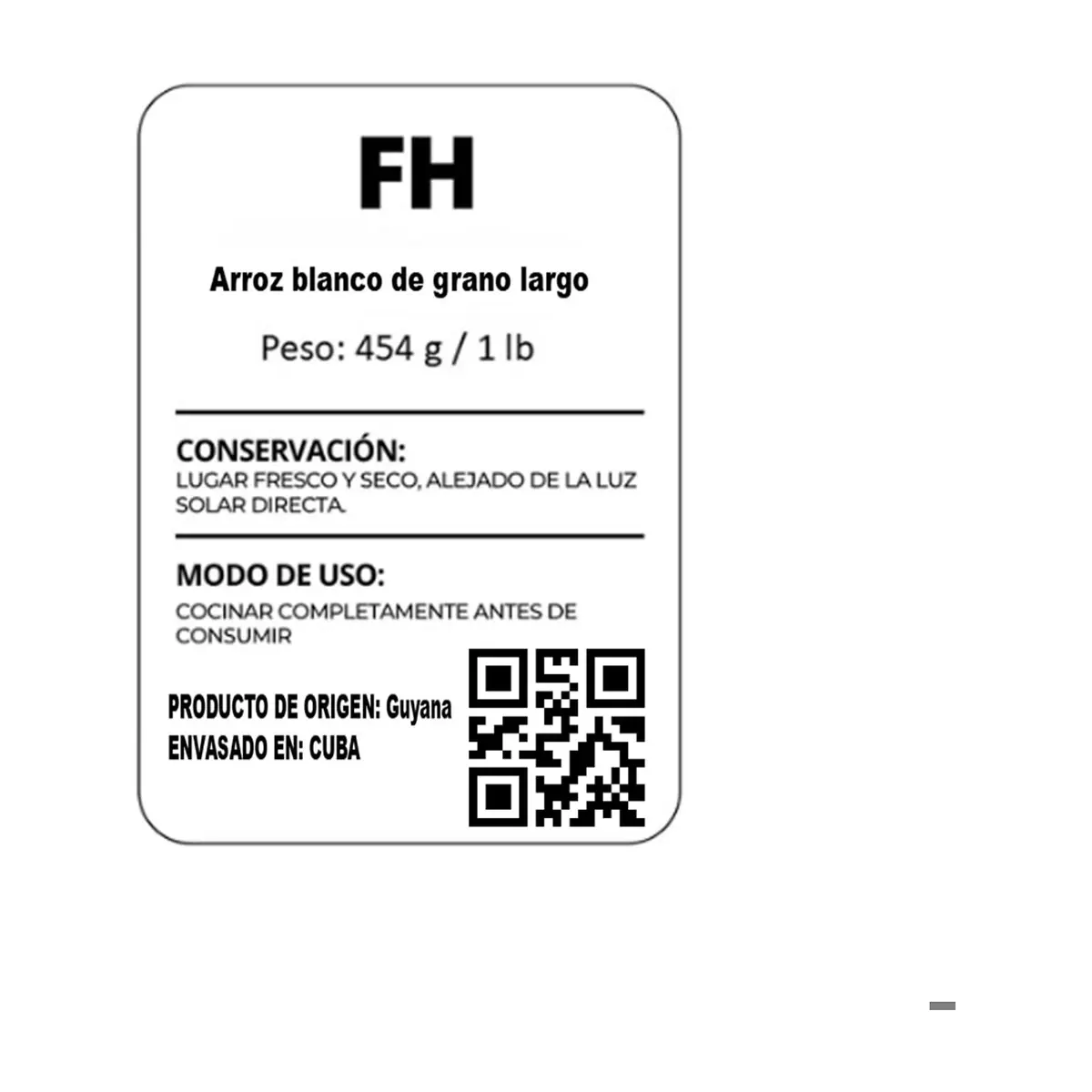 Arroz blanco de grano largo FH (454 g / 1 lb) - Miniatura 2