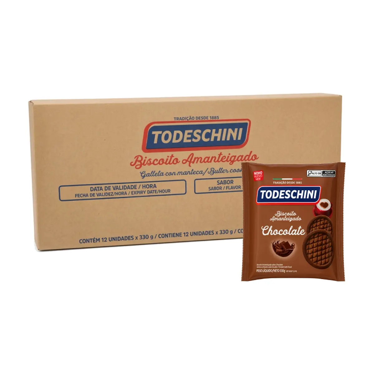 Galletas de mantequilla con sabor a chocolate Todeschini (12 x 330 g / 11.64 oz)