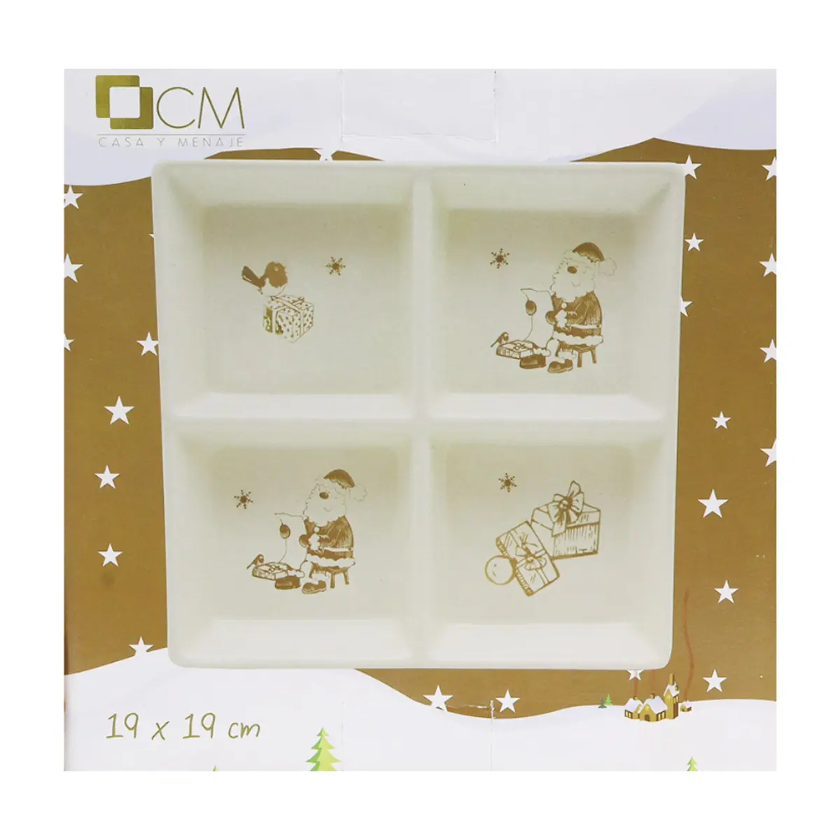 Entremesera de cerámica con decoración dorada para Navidad 19 cm Casa y Menaje - Thumbnail 3