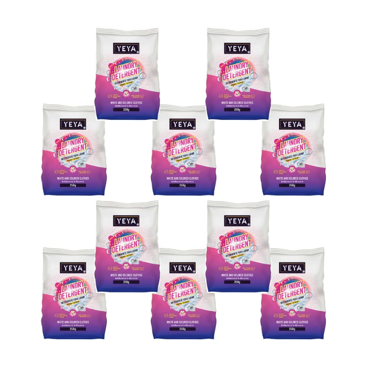 Detergente en polvo con aroma a flores YEYA (10 x 250 g / 8.8 oz)