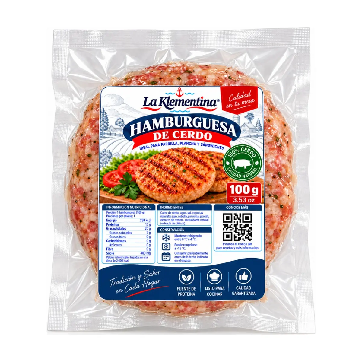 Hamburguesa de cerdo La Klementina (100 g / 3.53 oz)
