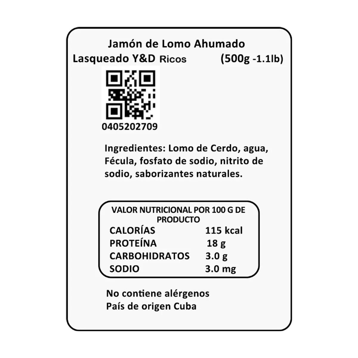 Jamón de lomo ahumado lasqueado tradicional Y&D Ricos (500 g / 1.1 lb) - Thumbnail 3
