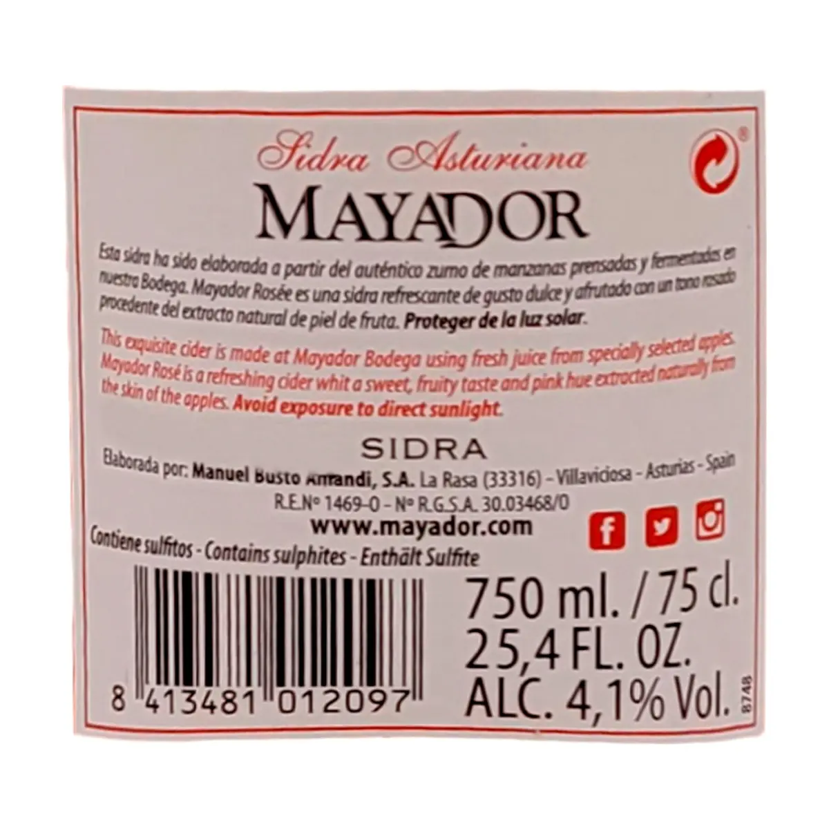 Sidra rosada Mayador (750 ml) - Miniatura 3