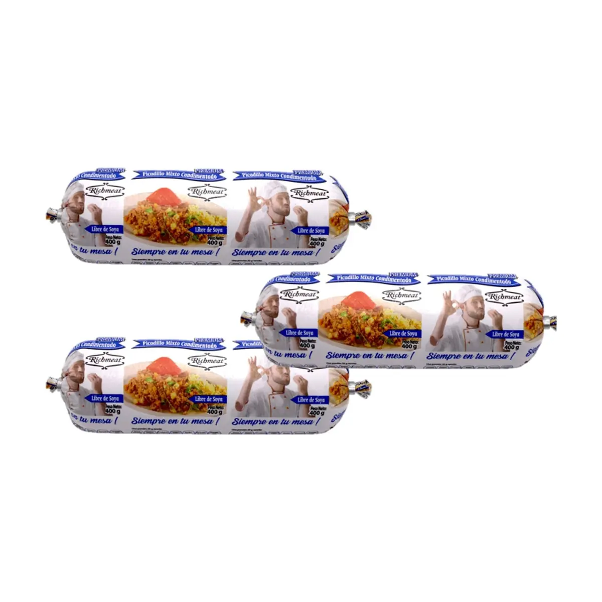 Picadillo mixto condimentado de pollo y cerdo El Cocinerito Richmeat (3 x 400 g / 14.10 oz)