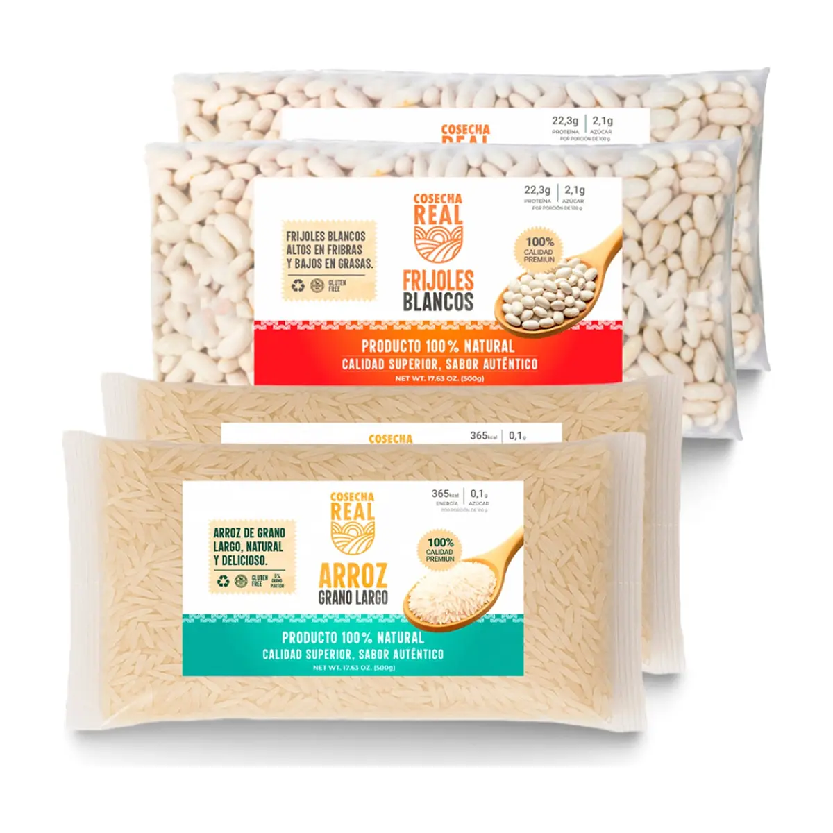 Combo de granos selectos Cosecha Real #14: Arroz de grano largo + Frijoles blancos