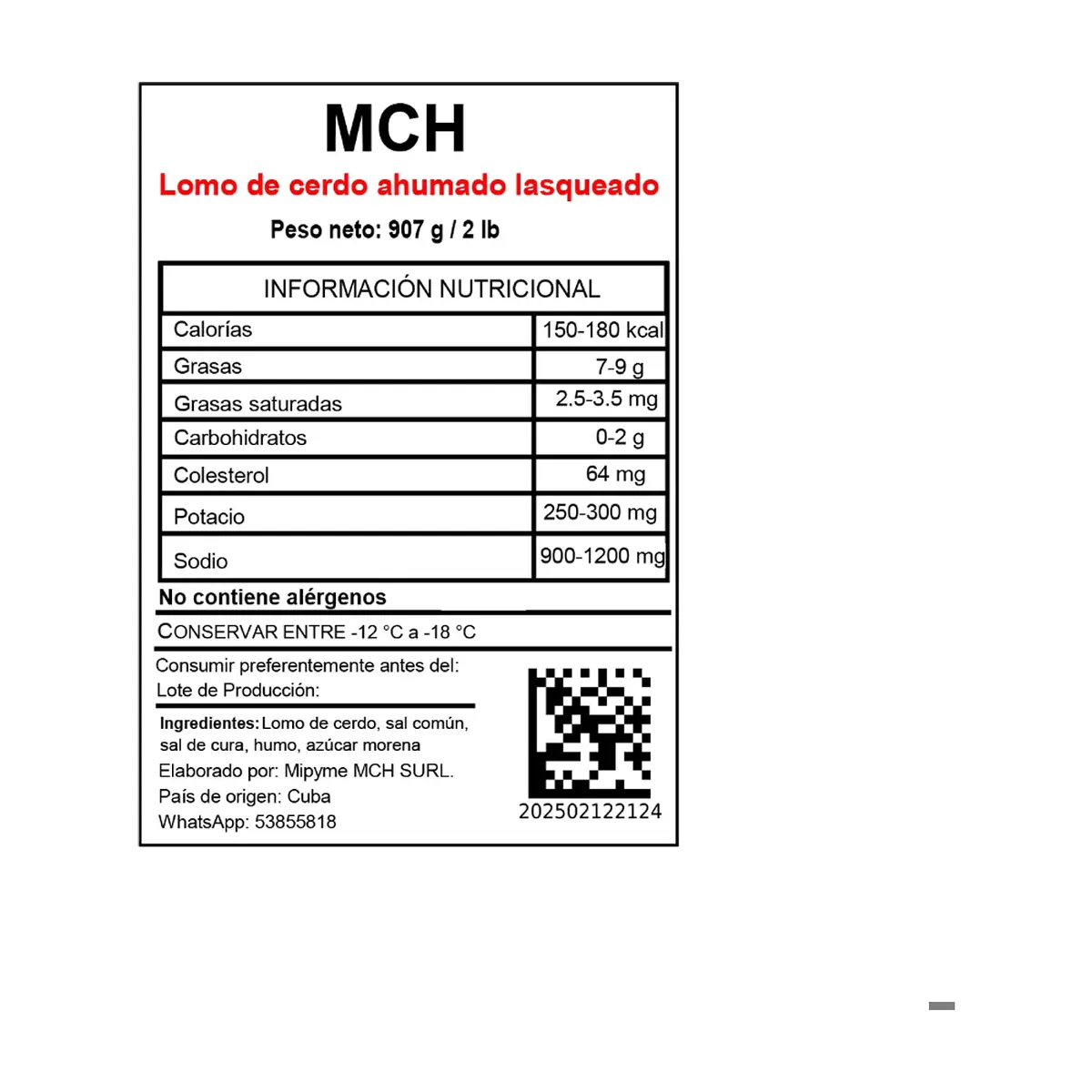 Lomo de cerdo ahumado lasqueado MCH (907 g / 2 lb) - Thumbnail 2