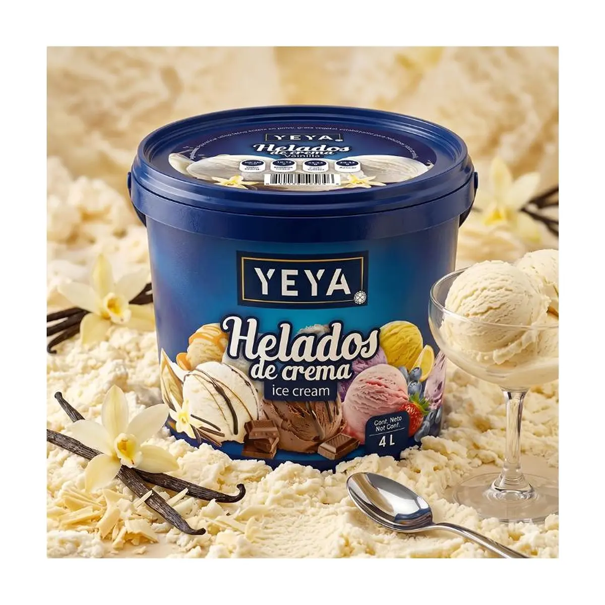Helado de crema sabor a vainilla YEYA (4 L) - Thumbnail 4