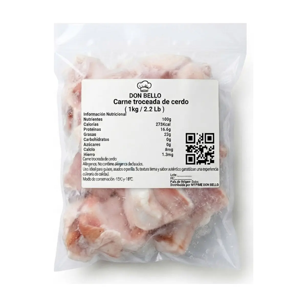 Carne troceada de cerdo Don Bello (1 kg / 2.2 lb)
