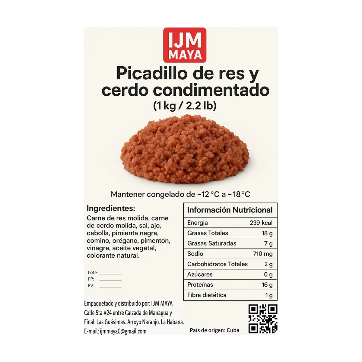 Picadillo de res y cerdo condimentado IJM Maya (1 kg / 2.2 lb) - Thumbnail 4