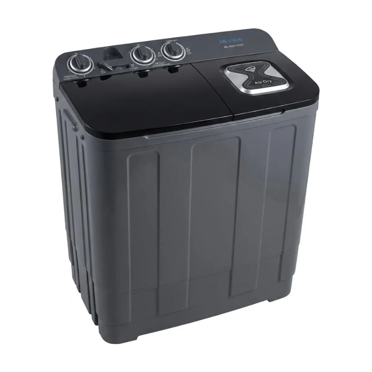 Lavadora semiautomática de doble tina 7 kg color negro Milexus ML-WM-7KGS