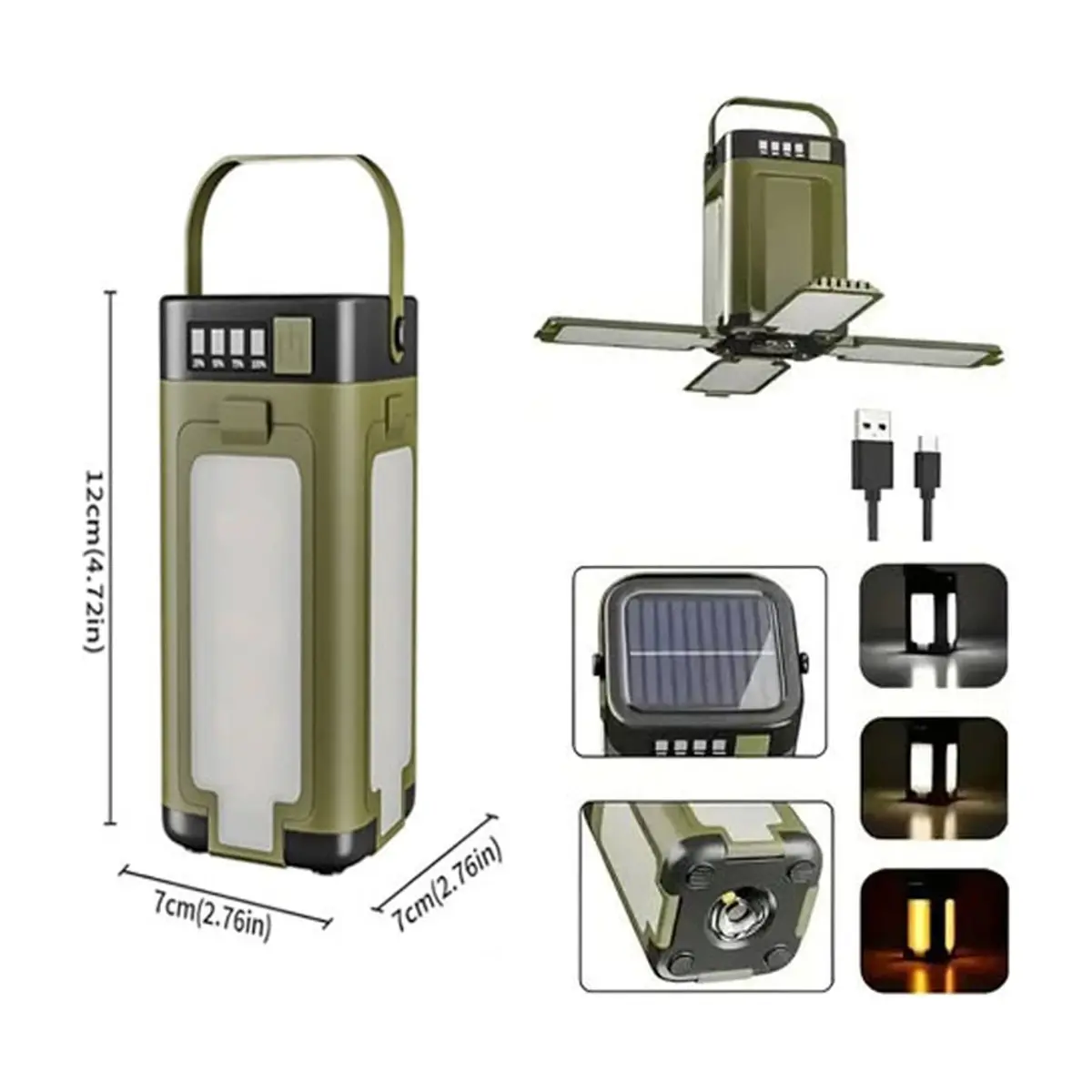 Lámpara recargable expansible con cable tipo C y panel solar en parte superior XL Soluciones LY24 - Miniatura 2