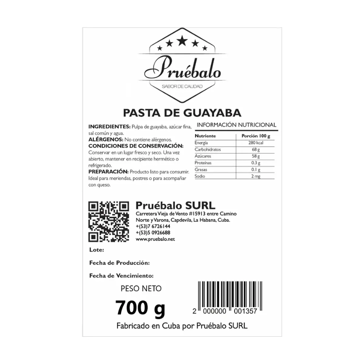 Pasta de guayaba Pruébalo (700 g / 1.54 lb) - Thumbnail 3