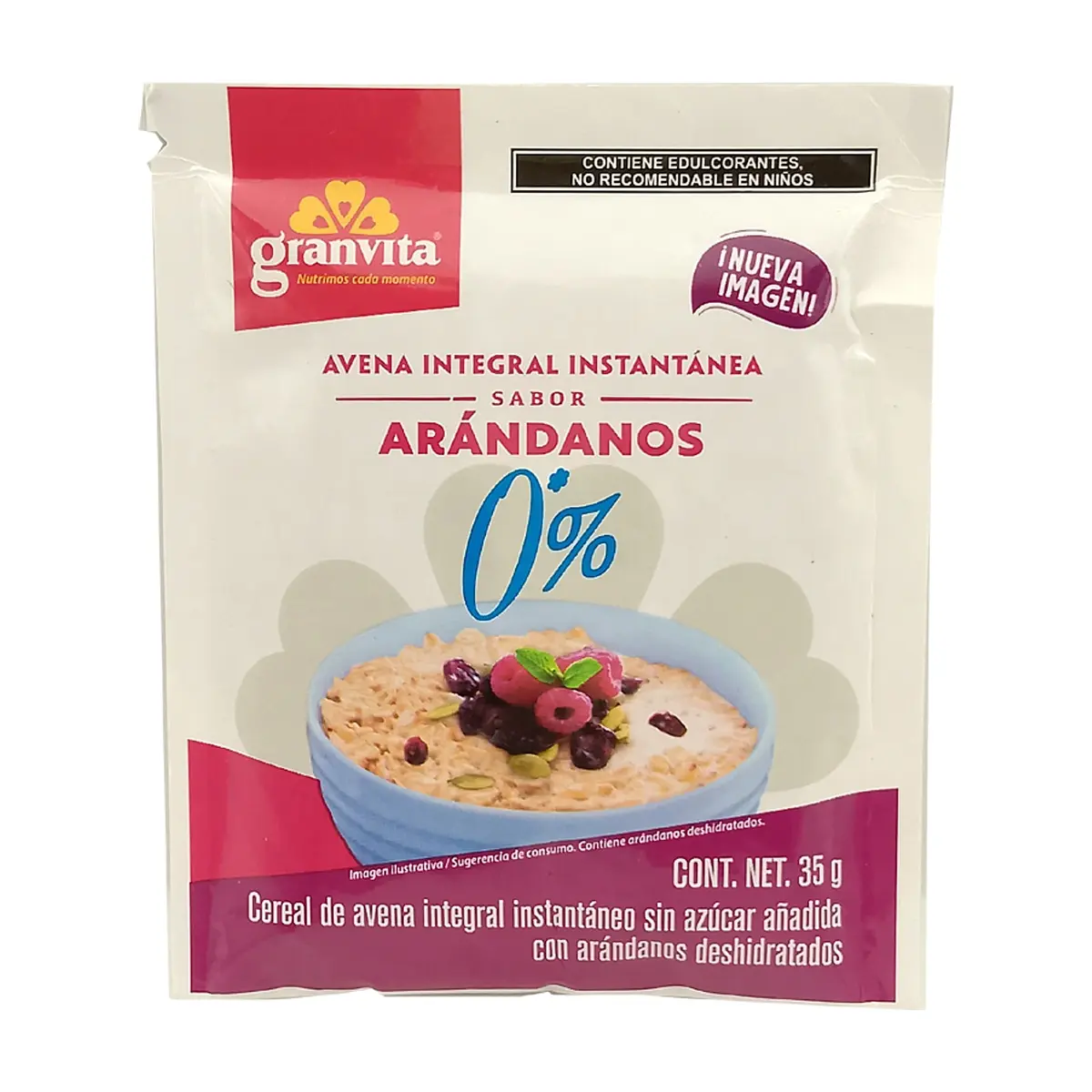 Avena instantánea integral sin azúcar sabor arádanos Ganvita (35 g / 1.23 oz) - Thumbnail 2
