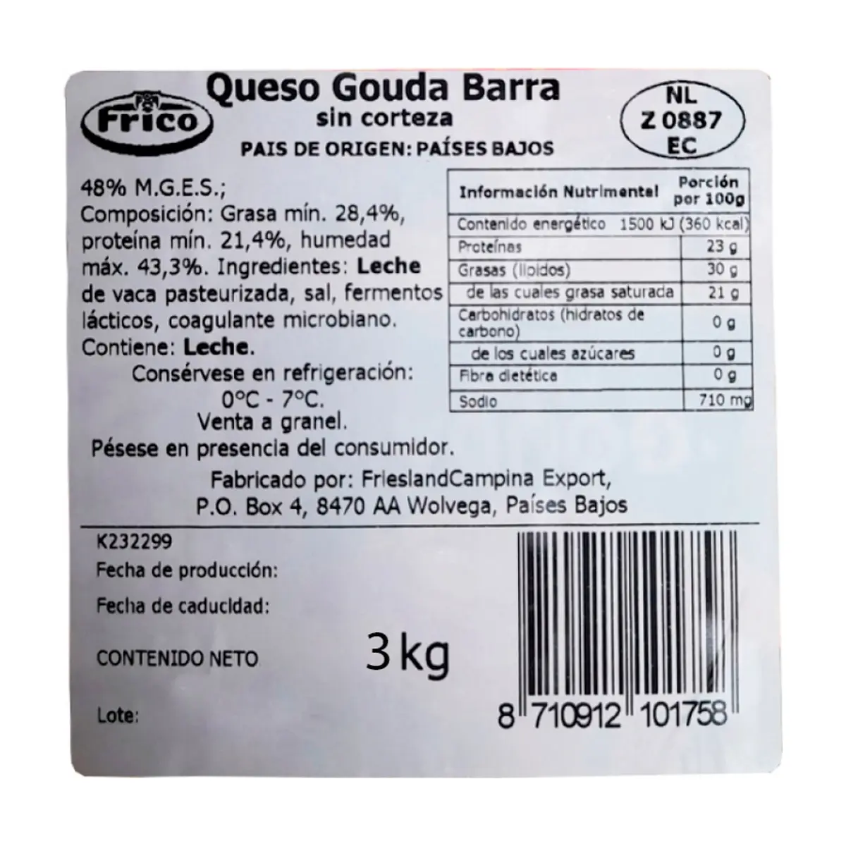 Queso gouda sin corteza Frico (3 kg / 6.6 lb) - Thumbnail 4