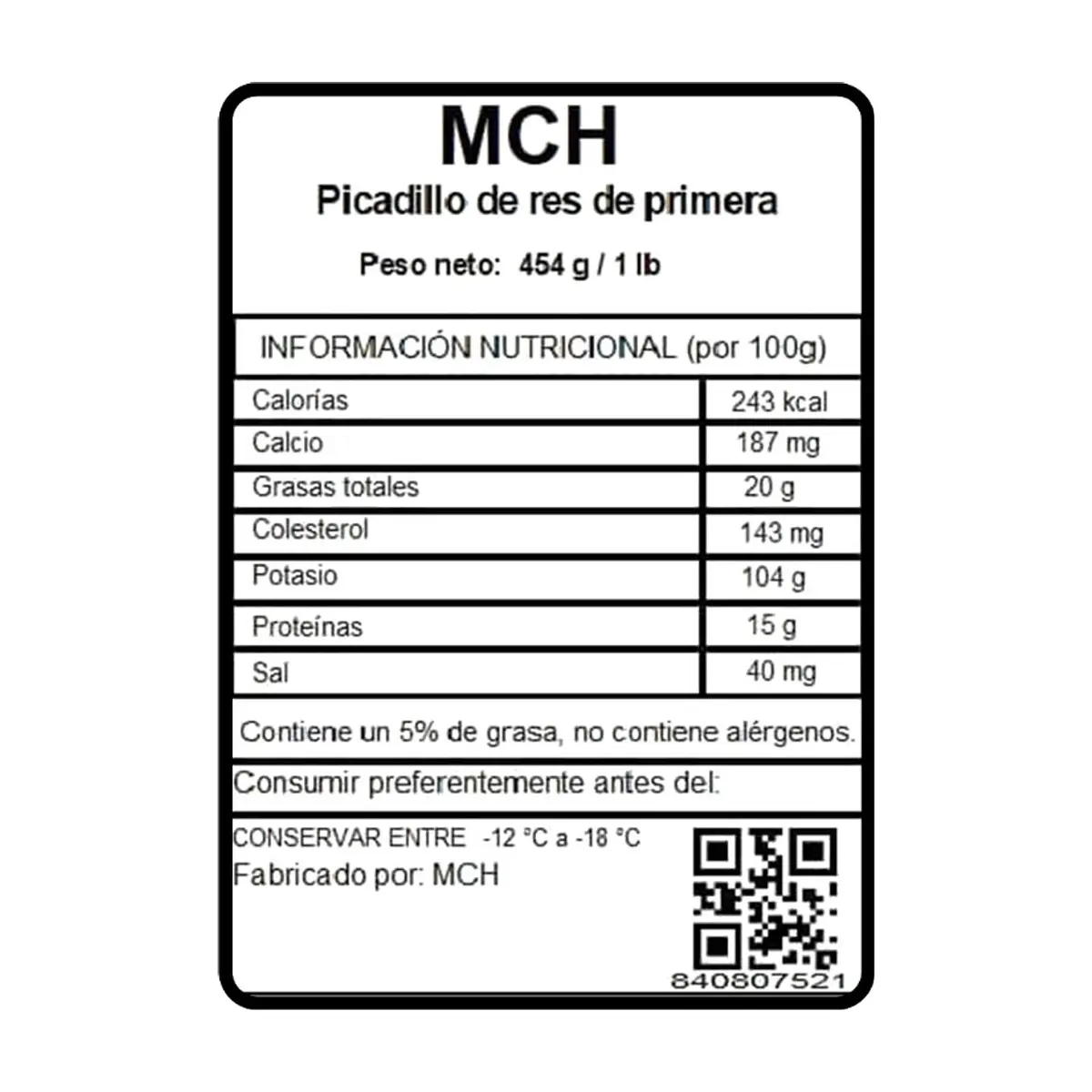 Picadillo de res de primera 5 % de grasa MCH (454 g / 1 lb) - Thumbnail 3