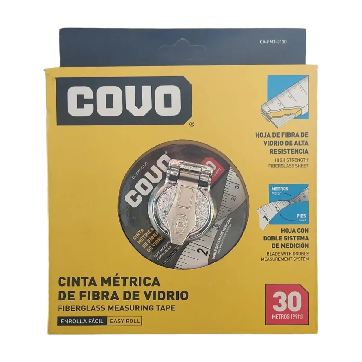 Cinta métrica de fibra de vidrio de 30 m Covo
