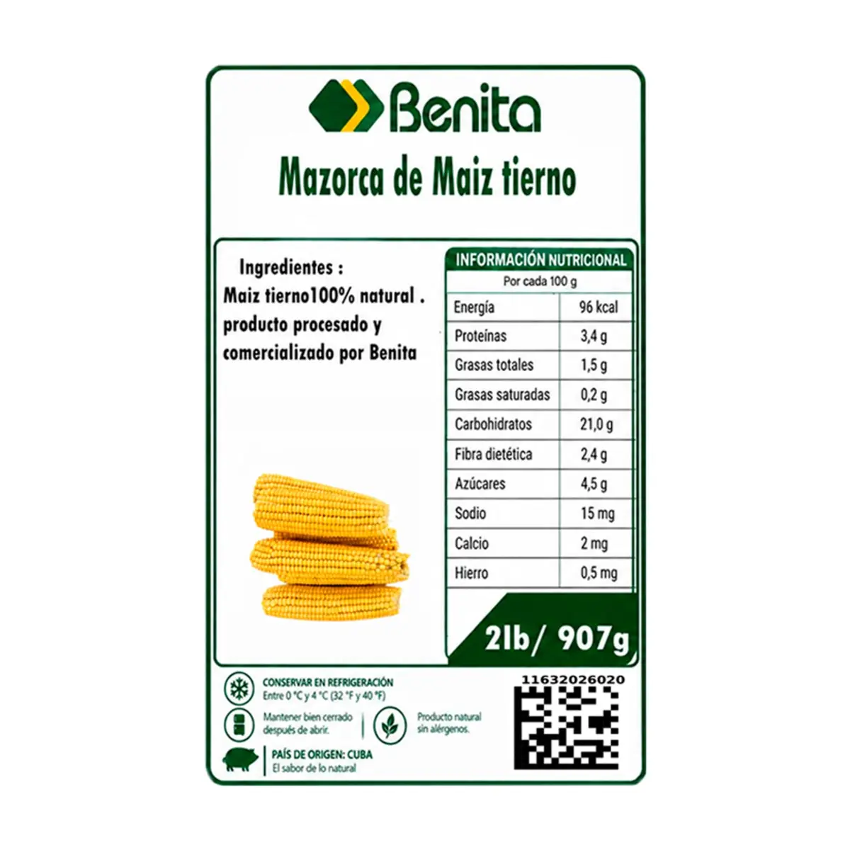 Mazorca de maíz tierno Benita (907 g / 2 lb) - Thumbnail 2