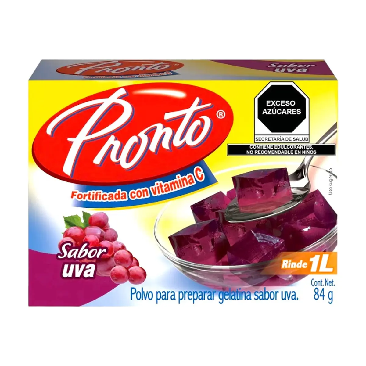 Polvo para preparar gelatina sabor uva Pronto (84 g / 2.96 oz) - Thumbnail 2