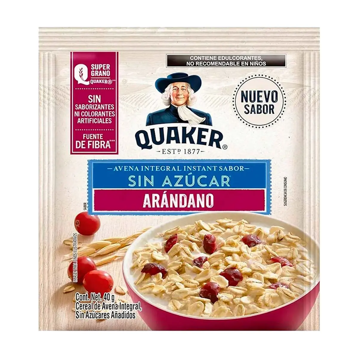Avena integral sin azúcar sabor arándanos Quaker (40 g / 1.41 oz) - Thumbnail 4