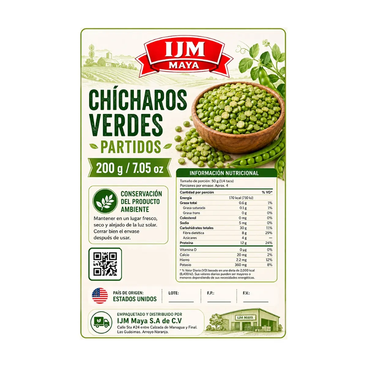 Chícharos verdes partidos IJM Maya (200 g / 7.05 oz) - Miniatura 2