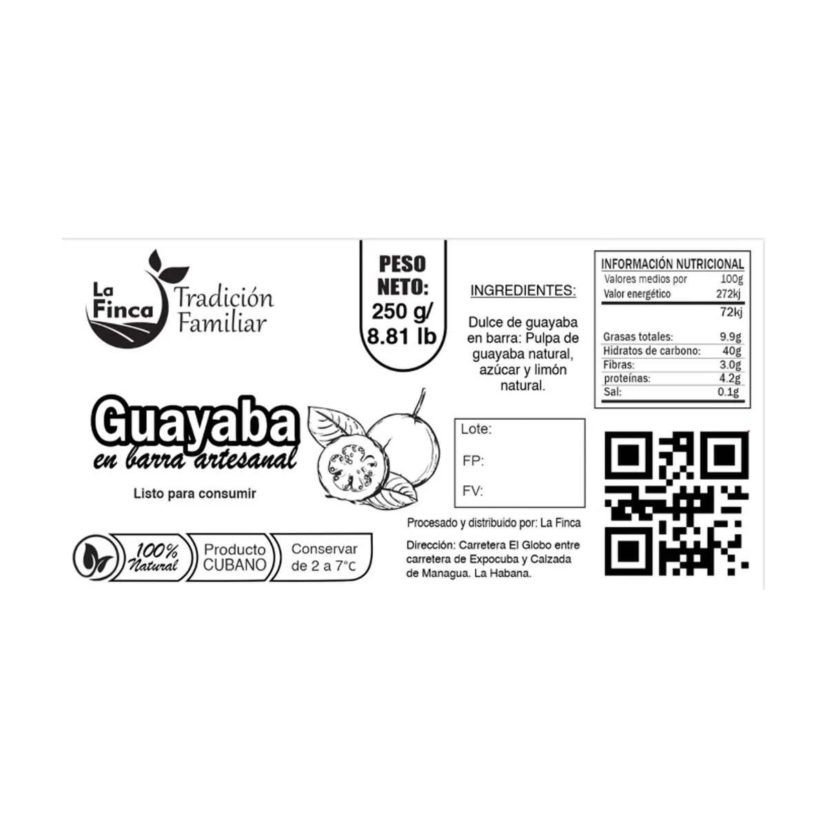 Barra de guayaba artesanal La Finca (250 g / 8.81 oz) - Thumbnail 3