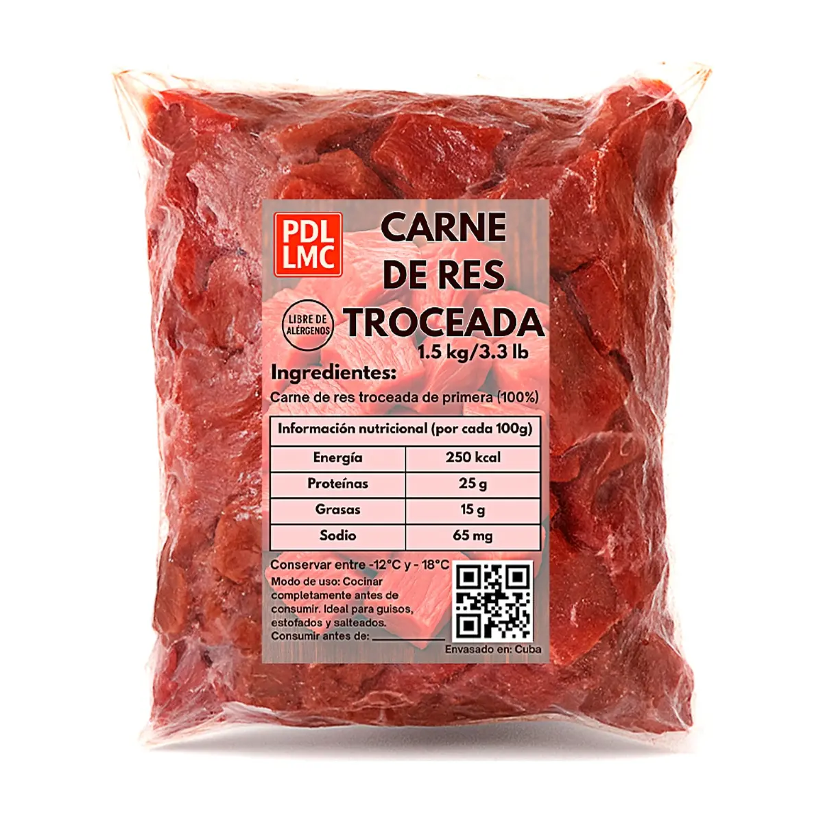 Carne troceada de res de primera PDL LMC (1.5 kg / 3.3 lb) - Thumbnail 2