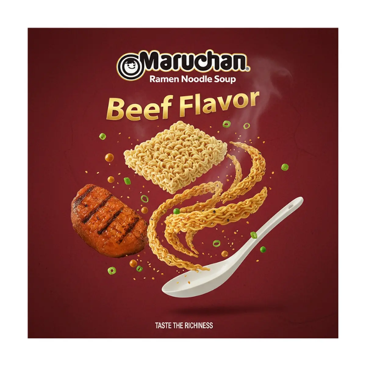 Sopa instantánea de fideos sabor carne de res Maruchan (6 x 85 g / 2.99 oz) - Thumbnail 4