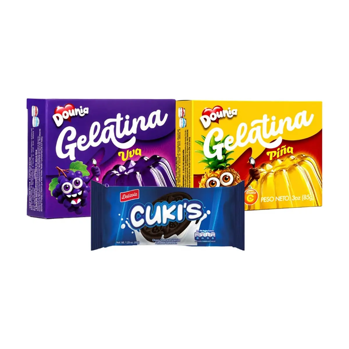 Combo de gelatina de piña, uva y galletas cukis - Miniatura 1